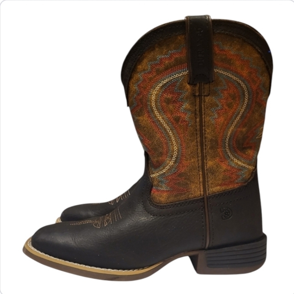Durango Kids 8" Western Cowboy Boots Size 2M Dark Brown/Burnt Orange